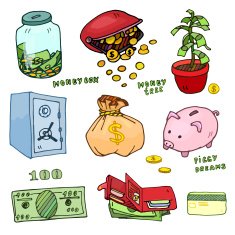 Set of cartoon money