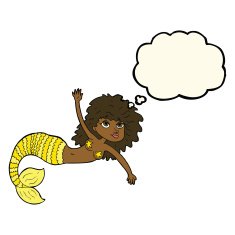 cartoon pretty mermaid with thought bubble N28