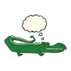 cartoon crocodile with thought bubble N28
