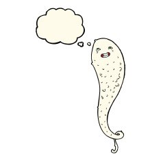 cartoon spooky ghost with thought bubble N36
