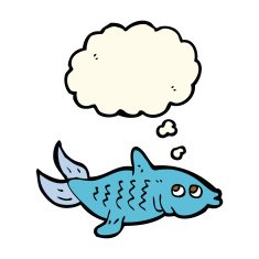 cartoon fish with thought bubble N60