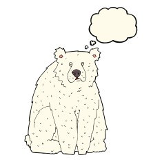 cartoon funny polar bear with thought bubble N7