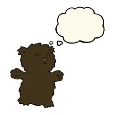 cartoon teddy bear with thought bubble N6