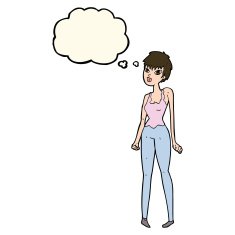 cartoon pretty woman with thought bubble N193