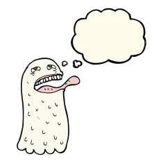 cartoon funny ghost with thought bubble N14
