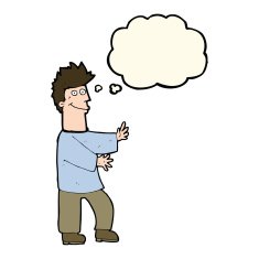 cartoon happy man with thought bubble N336