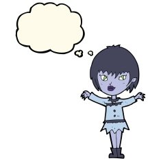 cartoon vampire girl with thought bubble N159