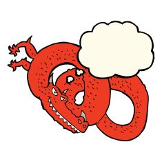 cartoon dragon with thought bubble N4