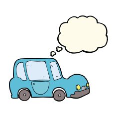 cartoon car with thought bubble N28
