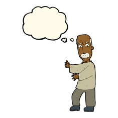 cartoon angry old man with thought bubble N104