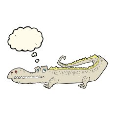 cartoon crocodile with thought bubble N29
