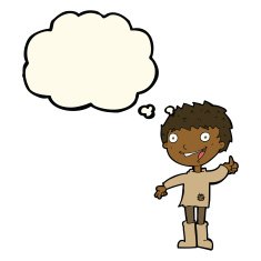 cartoon excited boy with thought bubble N106