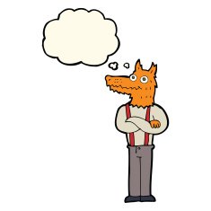 cartoon funny fox with thought bubble N4