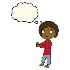 cartoon happy boy with thought bubble N162