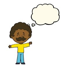 cartoon boy with mustache thought bubble N6