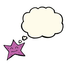 cartoon star character with thought bubble N6