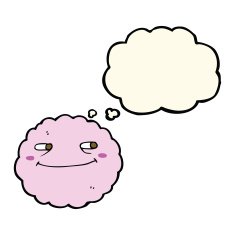 cartoon happy cloud with thought bubble N4