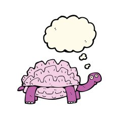 cartoon tortoise with thought bubble N6