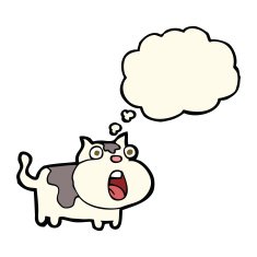 cartoon shocked cat with thought bubble N8
