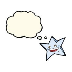 cartoon happy star character with thought bubble N11