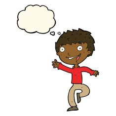 cartoon excited boy with thought bubble N109