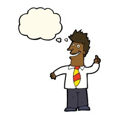 cartoon man with good idea thought bubble N13