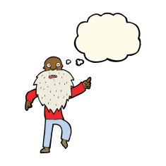 cartoon stressed old man with thought bubble N13