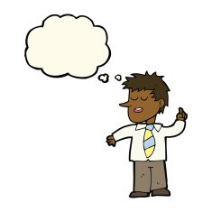 cartoon man with good idea thought bubble N14