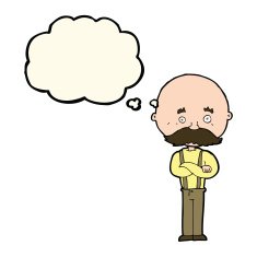 cartoon grandfather with thought bubble N8