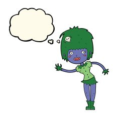 cartoon vampire girl with thought bubble N163