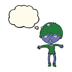 cartoon vampire girl with thought bubble N164