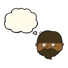 cartoon bearded man with thought bubble N30