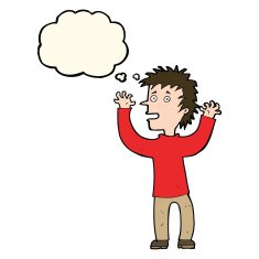 cartoon excited boy with thought bubble N110