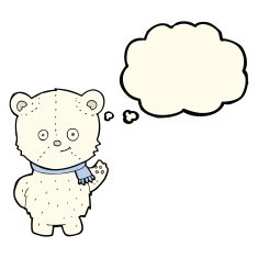 cute cartoon polar bear with thought bubble N44