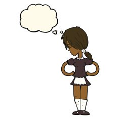 cartoon waitress with thought bubble N21