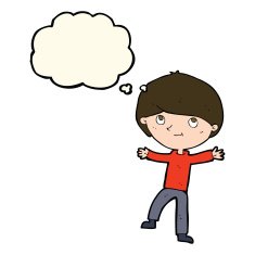 cartoon excited boy with thought bubble N113