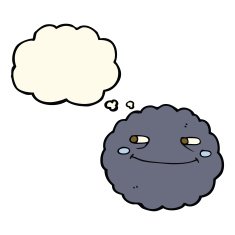 cartoon happy rain cloud with thought bubble N2