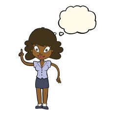 cartoon happy woman with idea thought bubble N7