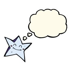 cartoon happy star character with thought bubble N13