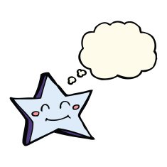 cartoon happy star character with thought bubble N14