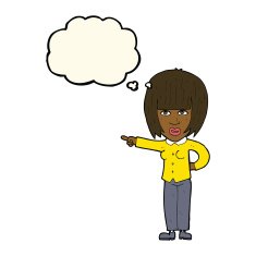 cartoon pointing annoyed woman with thought bubble N6