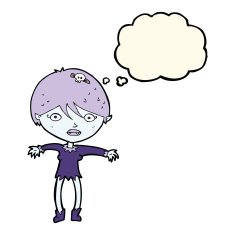 cartoon vampire girl with thought bubble N168