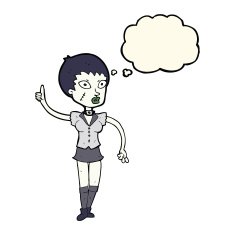 cartoon halloween girl with thought bubble N16