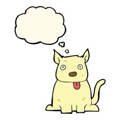 cartoon dog sticking out tongue with thought bubble N13