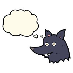 cartoon wolf head with thought bubble N12