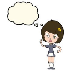 cartoon pretty maid with thought bubble N8