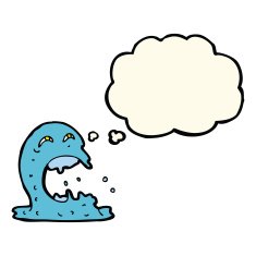 cartoon gross ghost with thought bubble N27