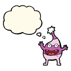 cartoon funny creature with thought bubble N20