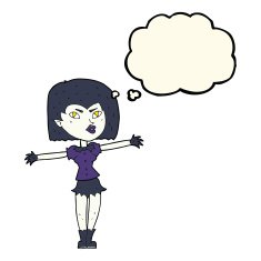 cartoon vampire girl with thought bubble N170