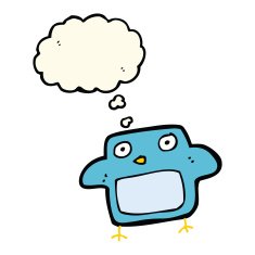 cartoon bird with thought bubble N188